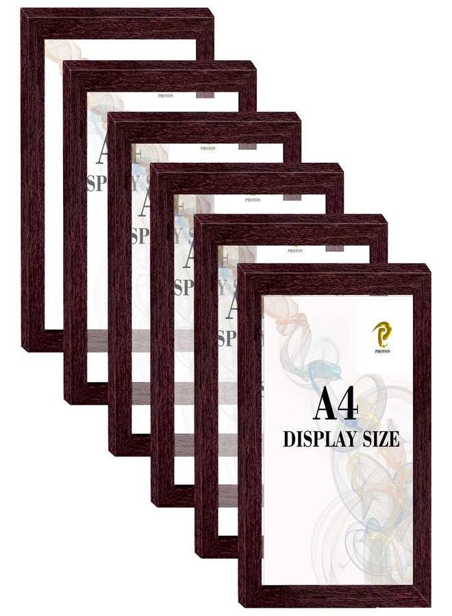 Photon A4 Certificate Photo Frame Set of 6 | 8.3x11.7 Inch Dark Brown Wood Finish | Display Awards Documents Photos | Wall Mount & Tabletop | Acrylic Glass Front | Ideal for Home Office Gifting | Diploma Picture Frame - Image 1